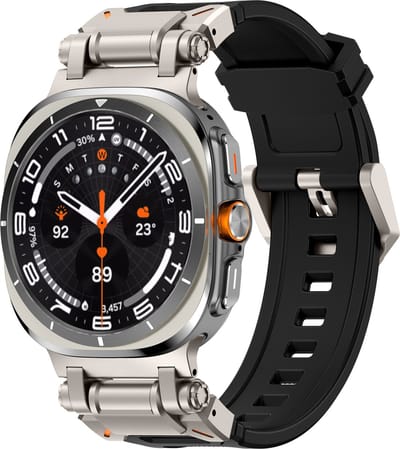 Strap-it 'Explorer' TPU bandje - geschikt voor Samsung Galaxy Watch Ultra 2 (2026) / Ultra (2024/2025) - zwart met titanium connectors