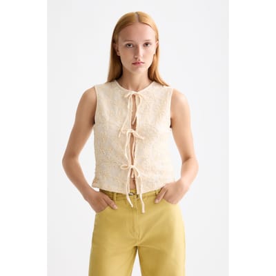 Scotch & Soda Bow Closure Structured Tank Eggnog Taglia: XS | Canottiere Outlet | Donna