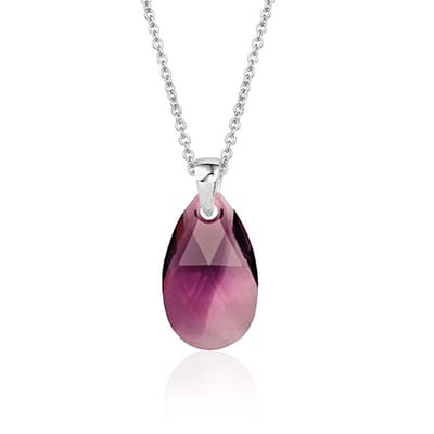 Montebello Ketting Jan DZ573H - Swarovski Druppel - 925 Zilver Gerhod. - 16mm - 50cm
