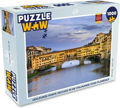 Puzzel Gekleurde Ponte Vecchio in de Italiaanse stad Florence - Legpuzzel - Puzzel 1000 stukjes volwassenen