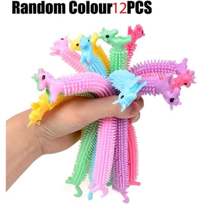 Grappige Eenhoorn Trekworm Rekbare Touwen TPR Touw Kinderspeelgoed Verjaardagsfeest Spelletje Bedankjes Cadeau Kinderen 12 Stuks Stressverlichting Fidget Speelgoed pink