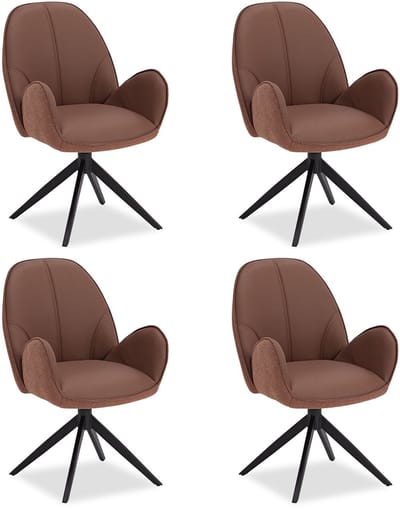 Homestyle4u Eetkamerstoel - set van 4 bruin - met armleuningen - draaibaar