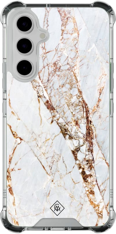 Casimoda® hoesje - Geschikt voor Samsung Galaxy A54 - Marmer Goud - Shockproof case - Extra sterk - TPU/polycarbonaat - Goudkleurig, Transparant
