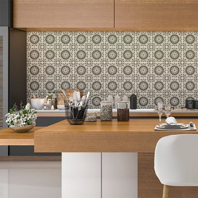 Zelfklevende tegelmuurstickers voor keuken en badkamer - 30 cementtegelstickers, Azulejos Giogio - 30 stickers, 15x15cm