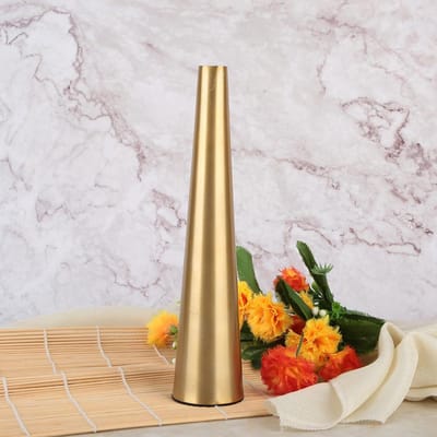 Conische Vorm Metalen Bureau Vaas Decoratie Rozen Bloemenhouder Beker Woonkamer Studeerkamer Handwerk beige