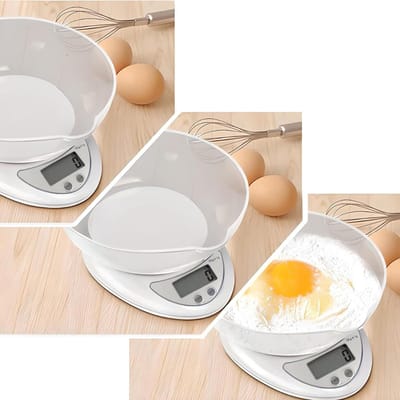 SCH® Keukenweegschaal digitaal met kom - Keukenweegschaal - Keukenweegschaal digitaal - Wit - 18cm x 6cm x 20cm
