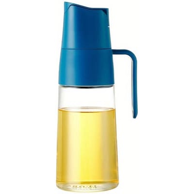 1 Stuk Automatisch Openen en Sluiten van Olieflessen Sojasaus Azijn Kruiden Glazen Flessen Lekvrije Glazen Oliepotten Olieblikken blauw