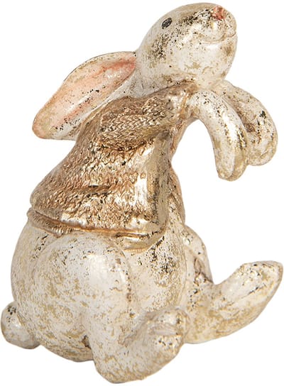 Clayre & Eef Decoratie Beeld Konijn 6x5x7 cm Beige Kunststof