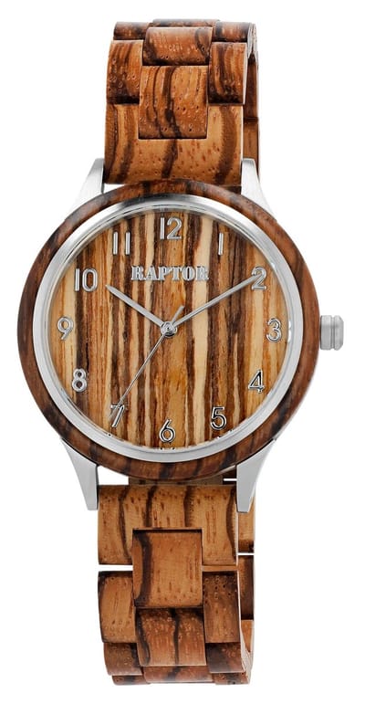 Raptor herenhorloge zebrahout Cedric, mineraalglas