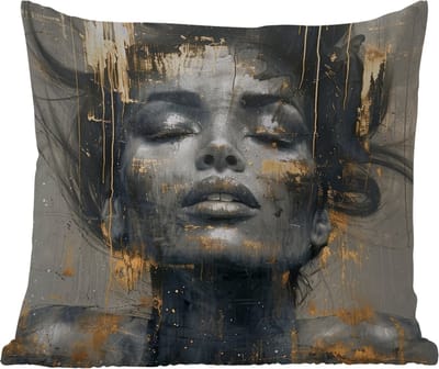 Tuinkussen - Vrouw - Kunst - Goud - Abstract - Glamour - 40x40 cm - Weerbestendig