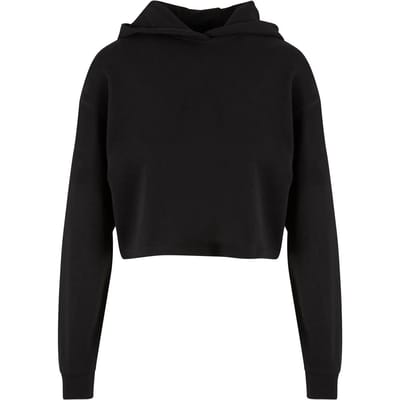 Urban Classics - Oversized Light Terry Crop Hoodie - L - Zwart