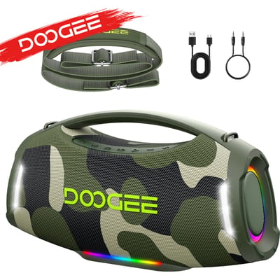 DOOGEE Wild Boom Pro draagbare Bluetooth-luidspreker 250W piekvermogen Booming Sound 2.1 stereosysteem Waterdichte draadloze luidspreker voor buiten kamperen met TWS-koppeling RGB-verlichting