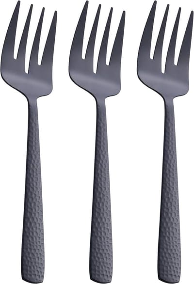 Set van 3 roestvrijstalen matzwarte serveervorken van 9,5 inch
