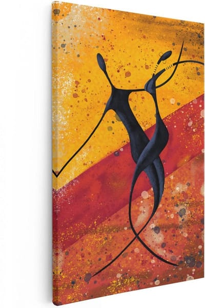 Artaza Canvas Schilderij Abstract - 20x30 cm - Klein - Wanddecoratie Afrika - Muurdecoratie Silhouet - Kamer Accessoires