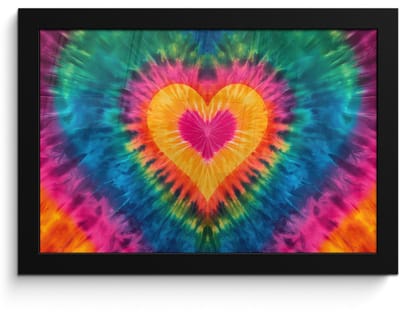 Poster in lijst - Fotolijst 30x20 cm - Posters - Hart - Tie Dye - Kleurrijk - Posterlijst zwart - Decoratie - Wanddecoratie woonkamer - Muurdecoratie slaapkamer