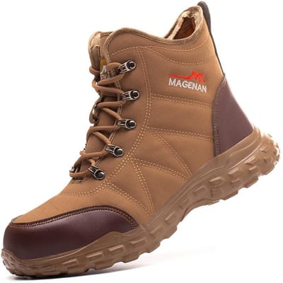 Chaussures de sécurité sportives montantes pour hommes, embout en acier anti-écrasement, bottes de sécurité de travail pour hommes et femmes, chaussures de grande taille, chaussures de travail respirantes à la mode 41 marron