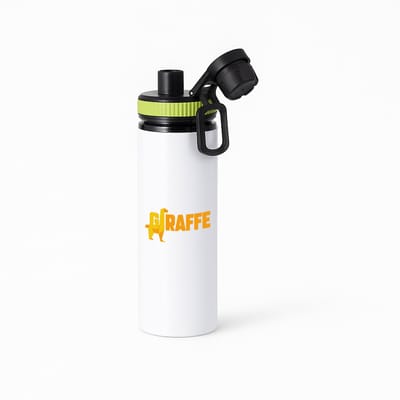 Hacebo® - giraffe logo geel waterfles met draaidop groen - Giraffe - dieren liefhebber - iemand die houdt van giraffen - verjaardag - cadeau - kado - geschenk - water fles - 850ML
