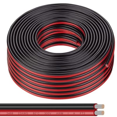 20m 2 Pin 22AWG Rood en Zwart Draad PVC LED Verlengkabel voor Verlichting en Elektronische Bedrading