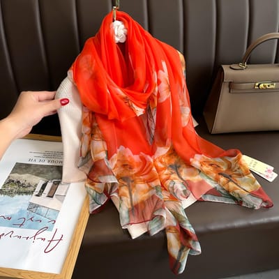 Design de mode foulard en soie Yourou châle doux protection solaire de haute qualité tour de cou quatre saisons foulard musulman bandana red