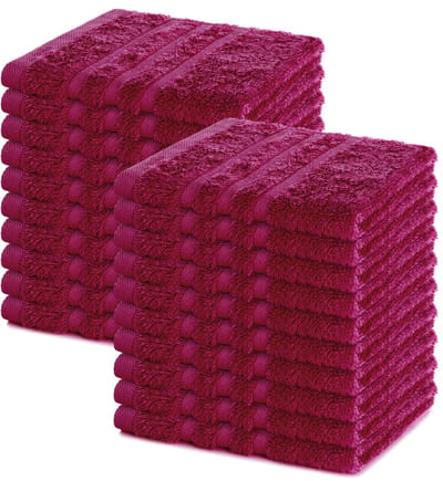 Lavea® Set van 20 gastendoekjes 30x30 cm – 100% katoen – Zacht en absorberend – Ideaál als washandje, gastendoekje of handdoek voor dagelijks gebruik – Bordeaux