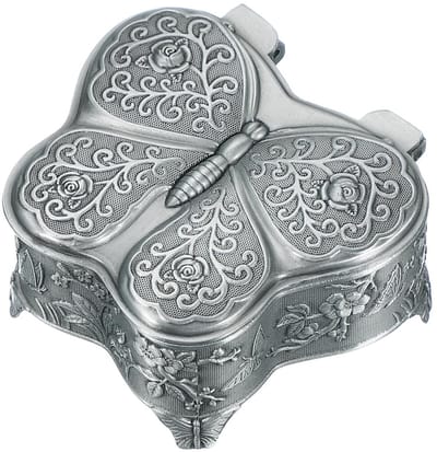 Dailygoods - Vintage Metalen Juwelendoos in Vlindervorm - Zilver