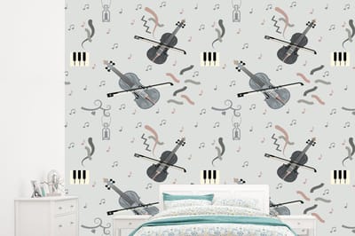 Behang - Fotobehang Patroon - Muziek - Viool - Breedte 245 cm x hoogte 220 cm