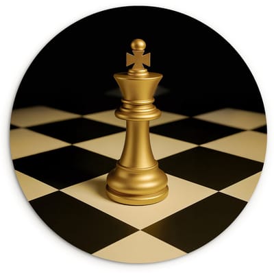 WallCircle® Wandcirkel 120x120 cm - Muurcirkel Schaakstuk - Koning - Schaakbord - Geblokt - Muurdecoratie woonkamer - Wanddecoratie slaapkamer - Kamer decoratie accessoires - Ronde schilderijen XXL