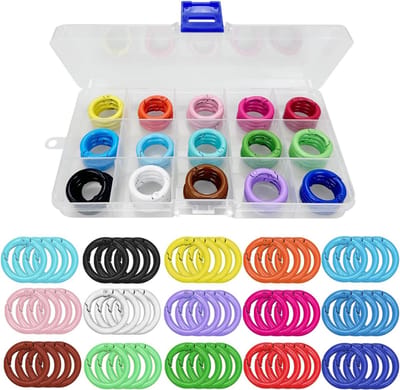 Ronde Carabiner Ringen van Zinklegering 25mm - 60 Stuks voor Sleutelhangers, Tassen en DIY Creaties in 15 Kleuren