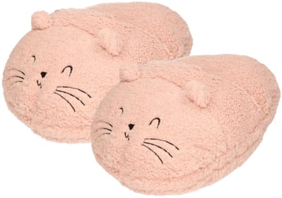 Apollo Voetenwarmer pantoffel / slof - muisje - lichtroze - kinderen - 30 x 27 cm - dierensloffen