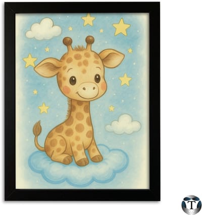 Babykamer Posters | Giraffe | Giraf op wolkje | 21x30 cm | Diverse Posters | Kinderkamer | Babykamer | Jongen en Meisje | Poster Babykamer | Fotopapier| Wanddecoratie | Kinderposters | Cadeau | Baby Dieren | Nordic Style | TheOldOmen |