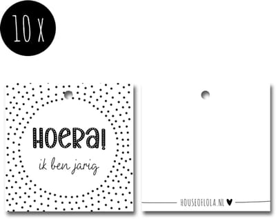 10x label / traktatielabel verjaardag | HOERA! ik ben jarig | labels voor traktatie