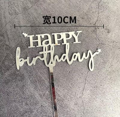 Akyol - Happy Birthday Taart Topper - zilver-Happy Birthday taart topper zilver- Taart topper - Cake topper - Happy birthday - Verjaardagstaart topper - Verjaardag - Taart prikker- Cake prikker – prikker