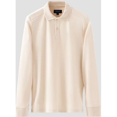 Eton Polo Interlock Long Sleeve Organic Supima Cotton Jersey Off White / male