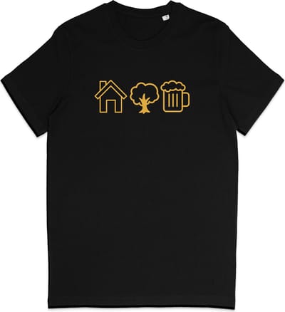 T Shirt Heren en Dames - Huisje Boompje Biertje - Zwart - XS