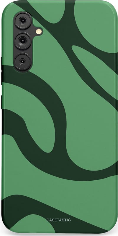 Casetastic hoesje geschikt voor Samsung Galaxy A34 (2023) 5G - Dubbellaagse bescherming - Khakigroene Bos Blobs - Fashion Case - Saliegroen Donkergrijs
