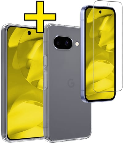 Hoesje - Met Screenprotector - Geschikt voor Google Pixel 9a - Sterk & Shockproof - Back Cover - Siliconen Case - Telefoon Hoes - Telefoonhoesjes - Transparant