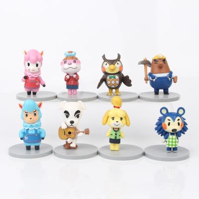 8 stuks Animal Crossing Anime Figuren Speelgoed PVC Actiefiguur Portret Isabelle Tom Nook Lisa Collectie Model Poppen voor Cadeau gray