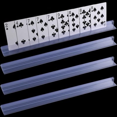 NTH products- Speelkaarthouder Transparant Acryl - 4 Stuks - Handsfree Kaartstandaard - Perfect voor Poker/Rummy - Decoratief Accessoire - Orde op Tafel - Kaartenstandaard