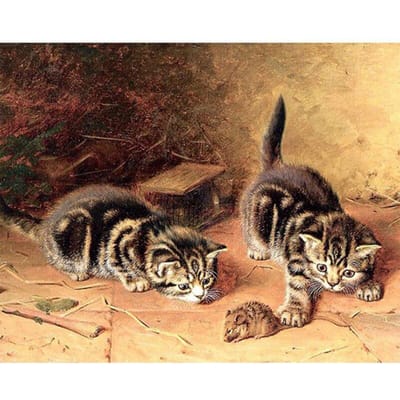 Peinture au Diamant 5D Chat Broderie Diamant Animal Souris Mosaïque DIY Point de Croix 20X30CM brown