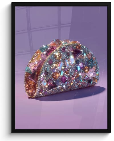 Poster in lijst - Fotolijst 60x80 cm - Posters - Edelstenen - Glitters - Paars - Kleurrijk - Posterlijst zwart - Decoratie - Wanddecoratie woonkamer - Muurdecoratie slaapkamer