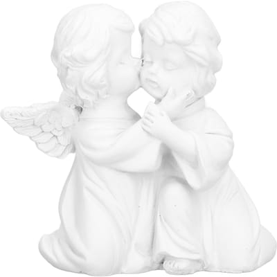 Statue d'Ange Résine Synthétique Forme Enlaçant Ornement d'Ange Blanc pour Décoration de BureauAnge Gauche