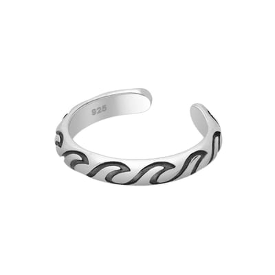 EAR IT UP - Ear cuff - Golven - Waves - Zee - Sea - Zilver geoxideerd - 11 x 2 mm - 1 stuk