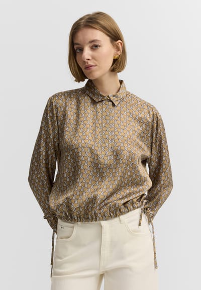 Bugatti Damen Blouse van viscose met grafische print en overhemdkraag