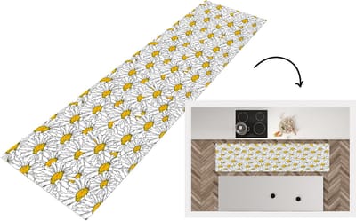 Keukenloper - Loper keuken - Bloemen - Wit - Lente - Patronen - 200x50 cm - Keukenloper vinyl
