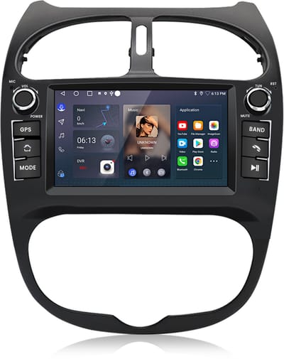 Junsun Andriod 15 Autoradio Geschikt voor Peugeot 206 206CC 206SW (2001-2015) - Draadloze CarPlay & Andriod Auto - GPS-navigatiesysteem - Bluetooth - WiFi - Stuurwielbediening - 7-inch Touchscreen - RDS- USB