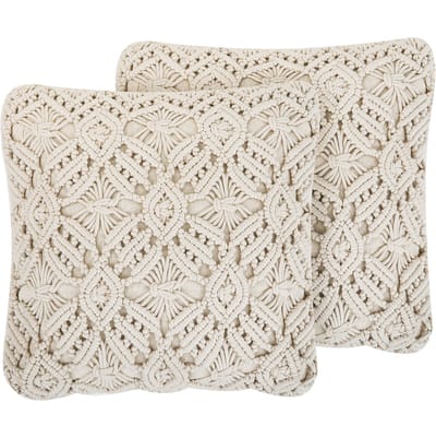 ESENKOY - Sierkussen set van 2 - Lichtbeige - 50 x 50 cm - Katoen