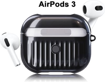 Koffer case - Apple Airpods 3 - zwart siliconen - met musketon
