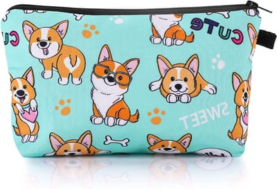 Canvas make‑up tas en mini pouch met rits, toilettas organizer voor schoonheid en reizen, dierenpatroon, 21,5 x 14,5 x 1,5 cm, voor vrouwen en meisjes