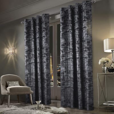 always4u Gordijnen gordijn ondoorzichtig 100% fluwelen gordijnen woonkamer met patroon zilver, glanzend elegant, gordijn verduistering warmte-isolatie met ogen, grijs antraciet set van 2 260x140cm