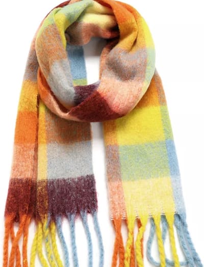 Oversized Geruite Sjaal Dames - Extra Zacht & Warm - Luxe Deken Sjaal met Franjes - Urban U - Amber Mosaic
